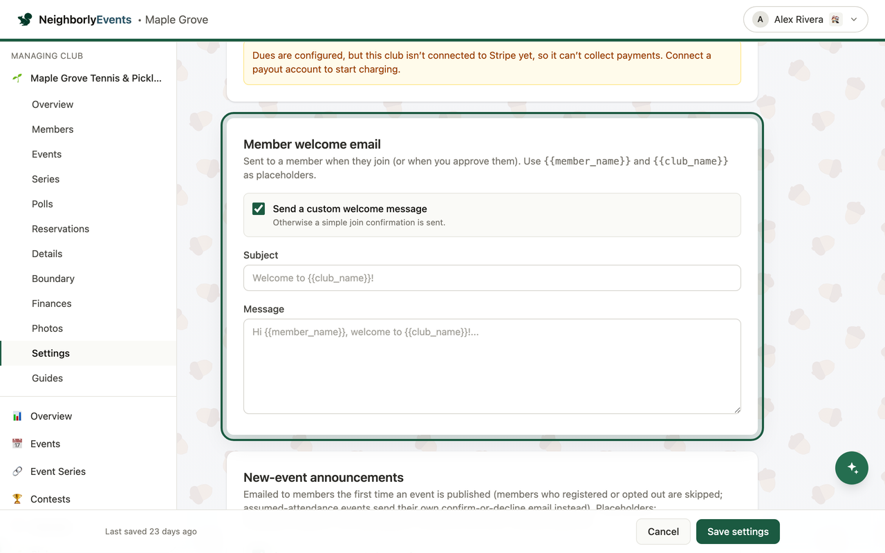 Write the welcome email